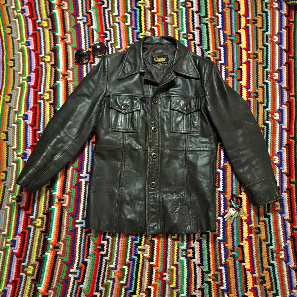 70s vintage Condor dark brown leather jacket
